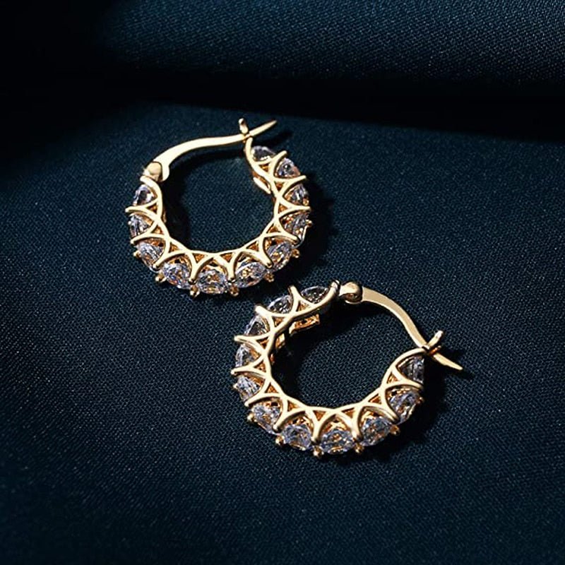 Round Paved Hoop Earrings | Womens Jewelry Earrings - B&P Deals