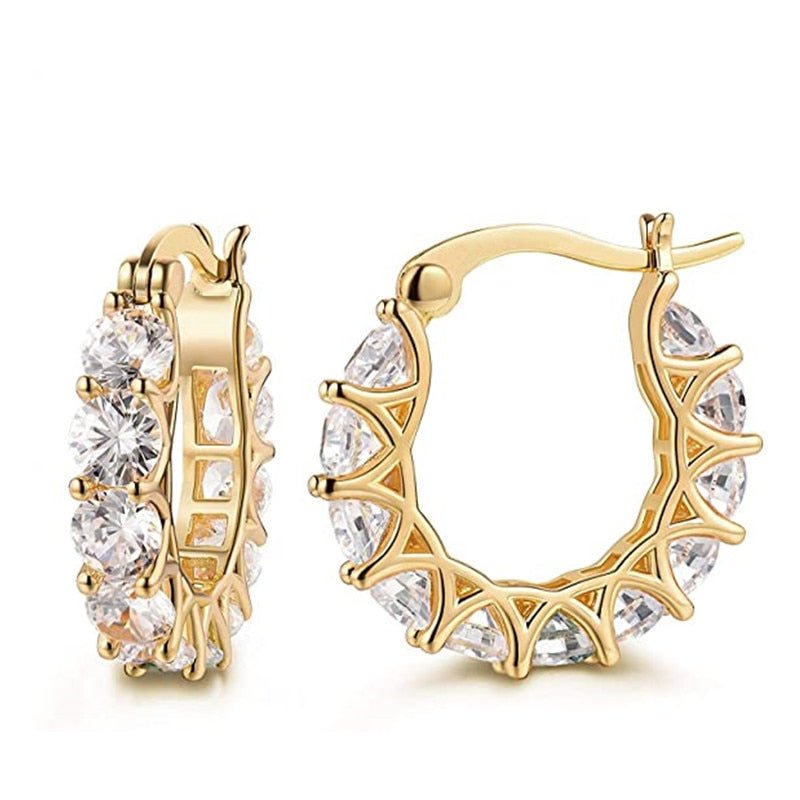 Round Paved Hoop Earrings | Womens Jewelry Earrings - B&P Deals