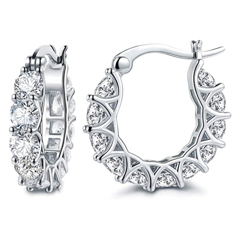 Round Paved Hoop Earrings | Womens Jewelry Earrings - B&P Deals